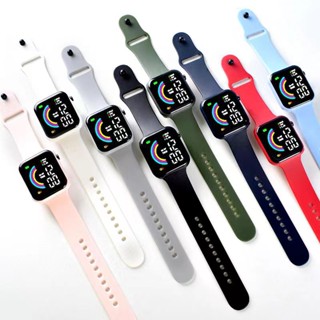 นาฬิกาข้อมืออิเล็กทรอนิกส์ดิจิทัล หน้าจอ LED Y1 ทรงสี่เหลี่ยม ขนาดใหญ่ สีรุ้ง แฟชั่นเรียบง่าย สําหรับเด็กนักเรียน ผู้ชาย และผู้หญิง