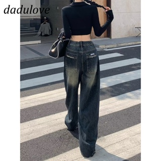 DaDulove💕 New Korean Version of Retro Washed Jeans WOMENS High Waist Raw Edge Wide Leg Pants Loose Trousers