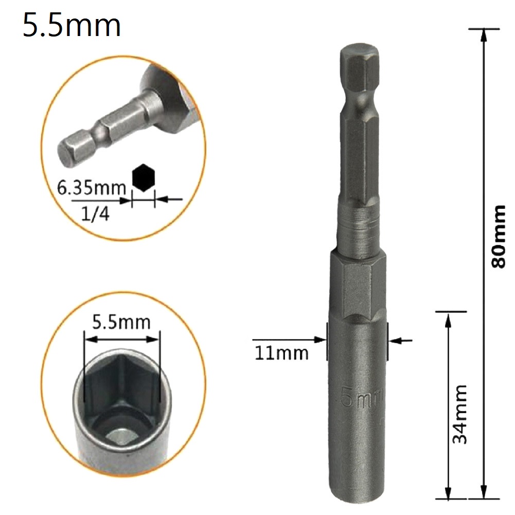 ⭐2023 ⭐1pc Metric 80mm Socket Magnetic Nut Driver Adapter Drill Bits 1/ ...