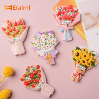 Eralml สติกเกอร์แม่เหล็กติดตู้เย็น เรซิ่น รูปช่อดอกไม้ 3d สําหรับตกแต่งบ้าน