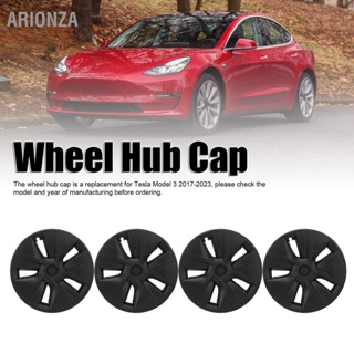 ARIONZA 4 Pcs 18in Wheel Hub Cap Matte Black Fully Wrap Hubcap Rim Protector Trim High Strength Replacement for Tesla Model 3 2017-2023