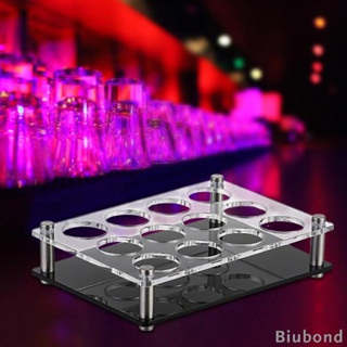 [Biubond] Glass Cup Tray Rack Cocktail Mugs Holder Countertop Coffee Mug Water Cup Rack Round Holes Glasses Holder for Bar Parties Coffee Table
