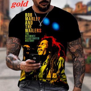 เสื้อยืดคอกลม แขนสั้น พิมพ์ลาย Marley 3 มิติ โอเวอร์ไซซ์ สไตล์ฮิปฮอป ร็อคบ็อบ สตรีท ฤดูร้อน สําหรับผู้ชาย