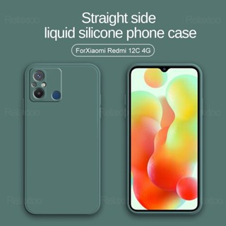 For Xiaomi Redmi 12C 4G Case Square Liquid Silicone Slim Cover For Redmi12C Readmi Redmy 12 C C12 Camera Protection Bumper Coque