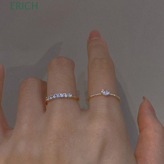 Erich แหวนอัลลอย รูปผีเสื้อ ประดับพลอยเทียม ปรับขนาดได้ สไตล์เกาหลี เรโทร สําหรับผู้หญิง