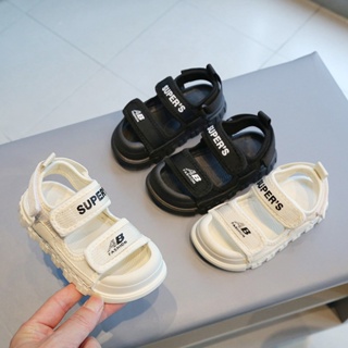 รองเท้าแตะลําลอง พื้นนิ่ม ป้องกันการเตะ Velcro Prewalker แฟชั่นฤดูร้อน สีขาว สีดํา สําหรับเด็กผู้ชาย อายุ 1-5 ปี