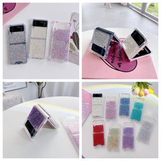 เคสแข็ง แบบใส ประดับกลิตเตอร์ สําหรับ Samsung Galaxy Z Flip 4 Z Flip 3 Samsung Z Flip4 Z Flip3