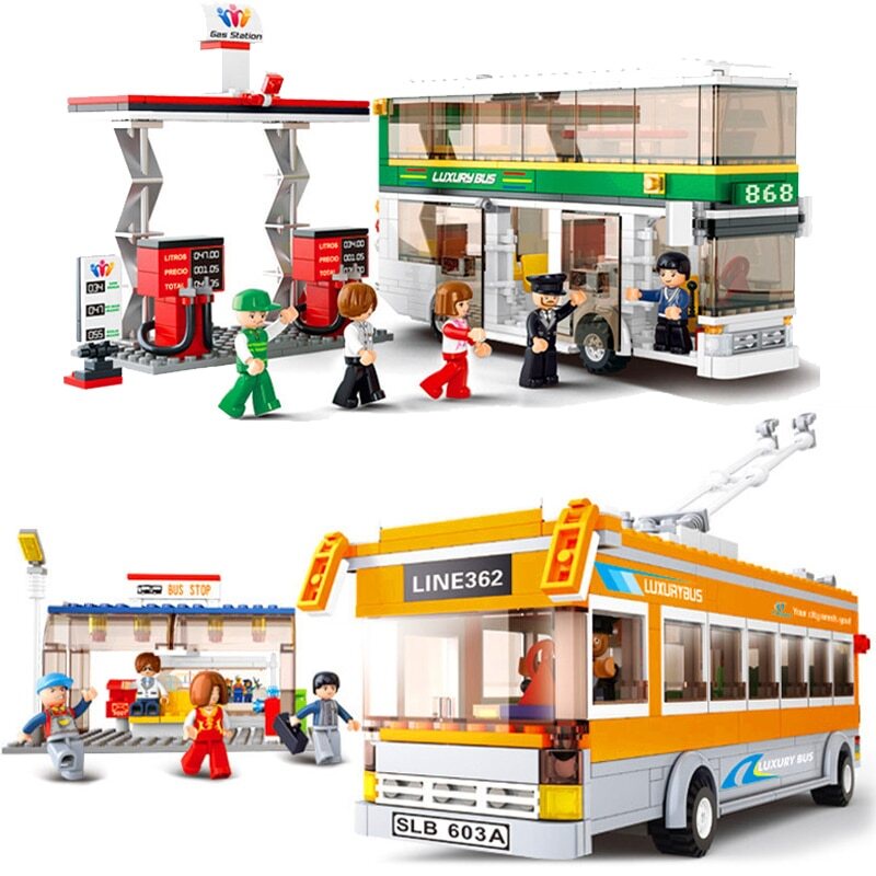 British London City Bus Model Manned Car Traffic Classic MOC Building ...