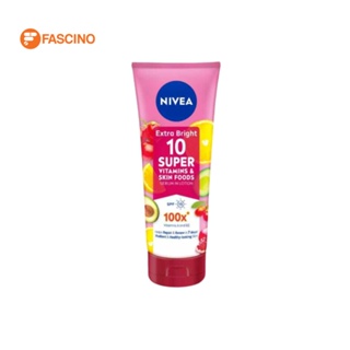 NIVEA Extra Bright 10 Super VitaminS &amp; Skin Foods Body Serum เซรั่มบำรุงผิวด้วยซูเปอร์วิตามินเข้มข้น (180ml.)