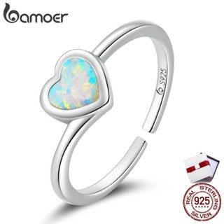 Bamoer 925 silver Heart-shaped opal ring fashion jewellery Gifts For Women BSR234