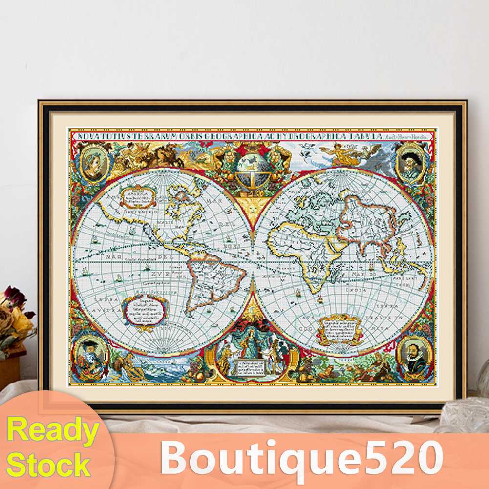 boutique520-th-ด้ายผ้าฝ้าย-11ct-พิมพ์ลายแผนที่โลก-สําหรับปักครอสติช