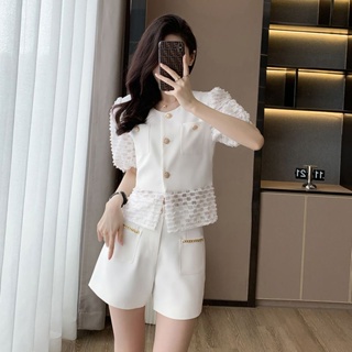 Suit women in the summer of 2023, the new style salt light ripe summer dress fashion high-waist shorts two sets