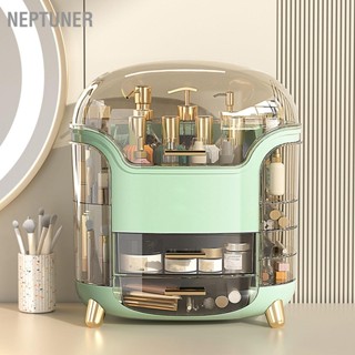 NEPTUNER กล่องเครื่องสำอางความจุขนาดใหญ่ช่องเก็บของหมุนได้กันน้ำใสจัดแต่งหน้าแนวตั้ง