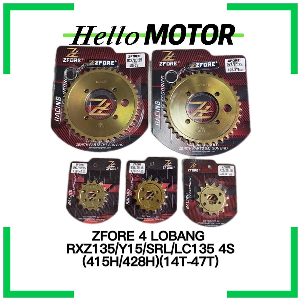 Zfore 428 STEEL SPROCKET LC135/RXZ/Y125Z/Y15ZR 4HOLE HUB/Y16ZR 4HOLE