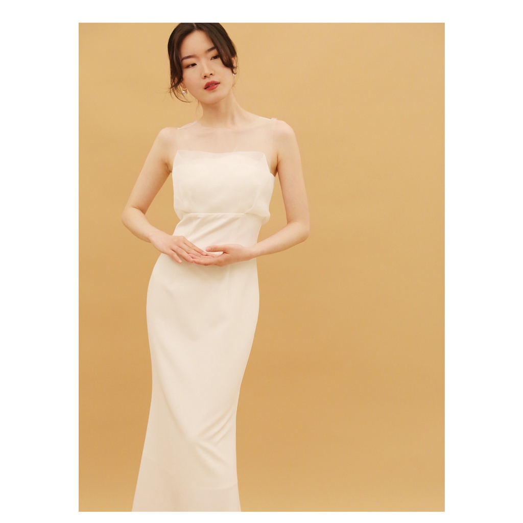 ชุดเดรสยาว-ผ้าตาข่าย-สีขาว-เรียบง่าย-สไตล์ฝรั่งเศส-สําหรับเจ้าสาว-qh087