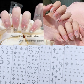 JULYSTAR Mirror Silver Nail Patch 2023 New Little Star Nail Sticker แผ่นแปะเล็บลายเล็ก