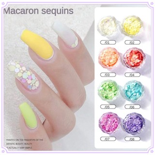 ผงกลิตเตอร์เลื่อม สีมาการอง หลากสี สําหรับตกแต่งเล็บ 8 สี