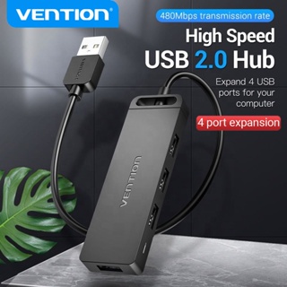 Vention ฮับ USB 2.0 ความเร็วสูง พร้อมอะแดปเตอร์พาวเวอร์ซัพพลาย 4 พอร์ต สําหรับ PC