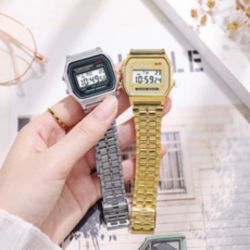 นาฬิกาข้อมือดิจิทัล-led-สายเหล็ก-สีทอง-และสีเงิน-แฟชั่นยอดนิยม-สไตล์วินเทจ-สําหรับผู้ชาย-และผู้หญิง