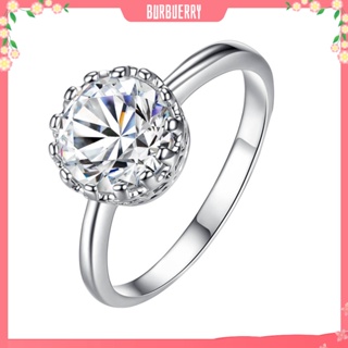 [ Burbuerry] แหวนมงกุฎเจ้าหญิง ทรงกลม หรูหรา สําหรับผู้หญิง เจ้าสาว งานหมั้น งานแต่งงาน