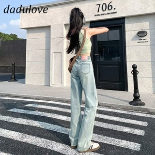 DaDulove💕 New Korean Version of INS Light-colored Retro Jeans Niche High Waist Wide Leg Pants Large Size Trousers