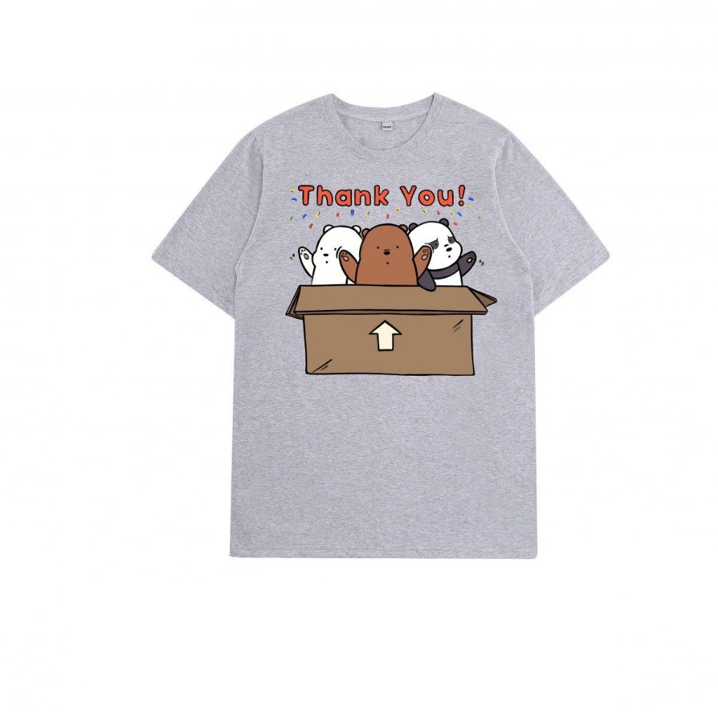 การ์ตูน-we-bare-bears-ขอบคุณกราฟิก-เสื้อยืดชายหญิงคู่เทรนด์สไตล์หมีแนวโน้มแขนสั้น-เสื้อคู่