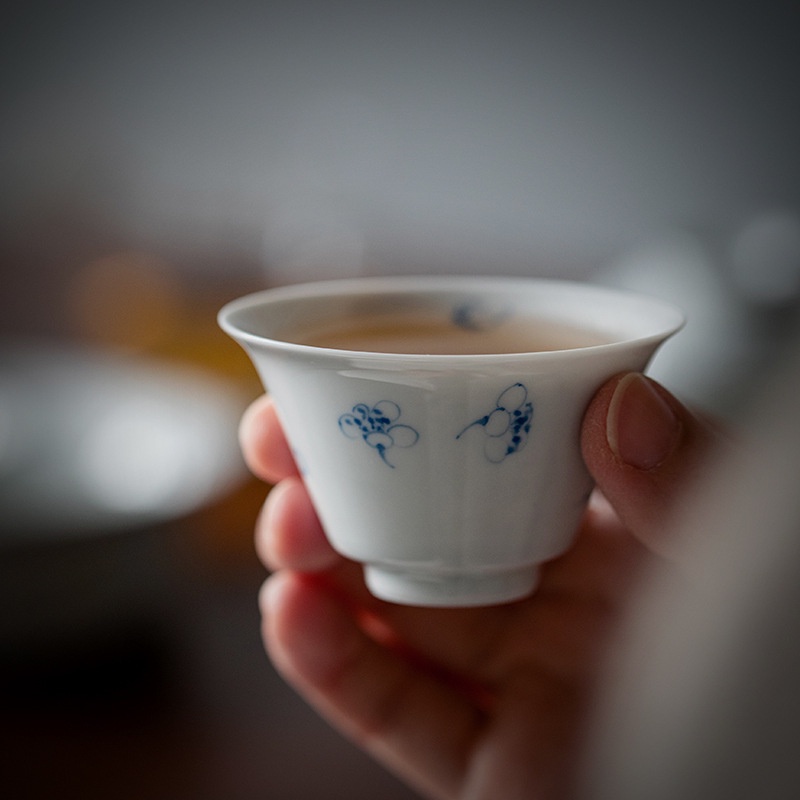 ถ้วยชาเซรามิค-ขนาดเล็ก-สีขาว-สีฟ้า-สไตล์โบราณ-ของใช้ในครัวเรือน