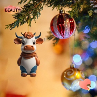 Beauty จี้อะคริลิค รูปวัวน่ารัก สําหรับแขวนตกแต่งกระจกมองหลังรถยนต์ 2 ชิ้น