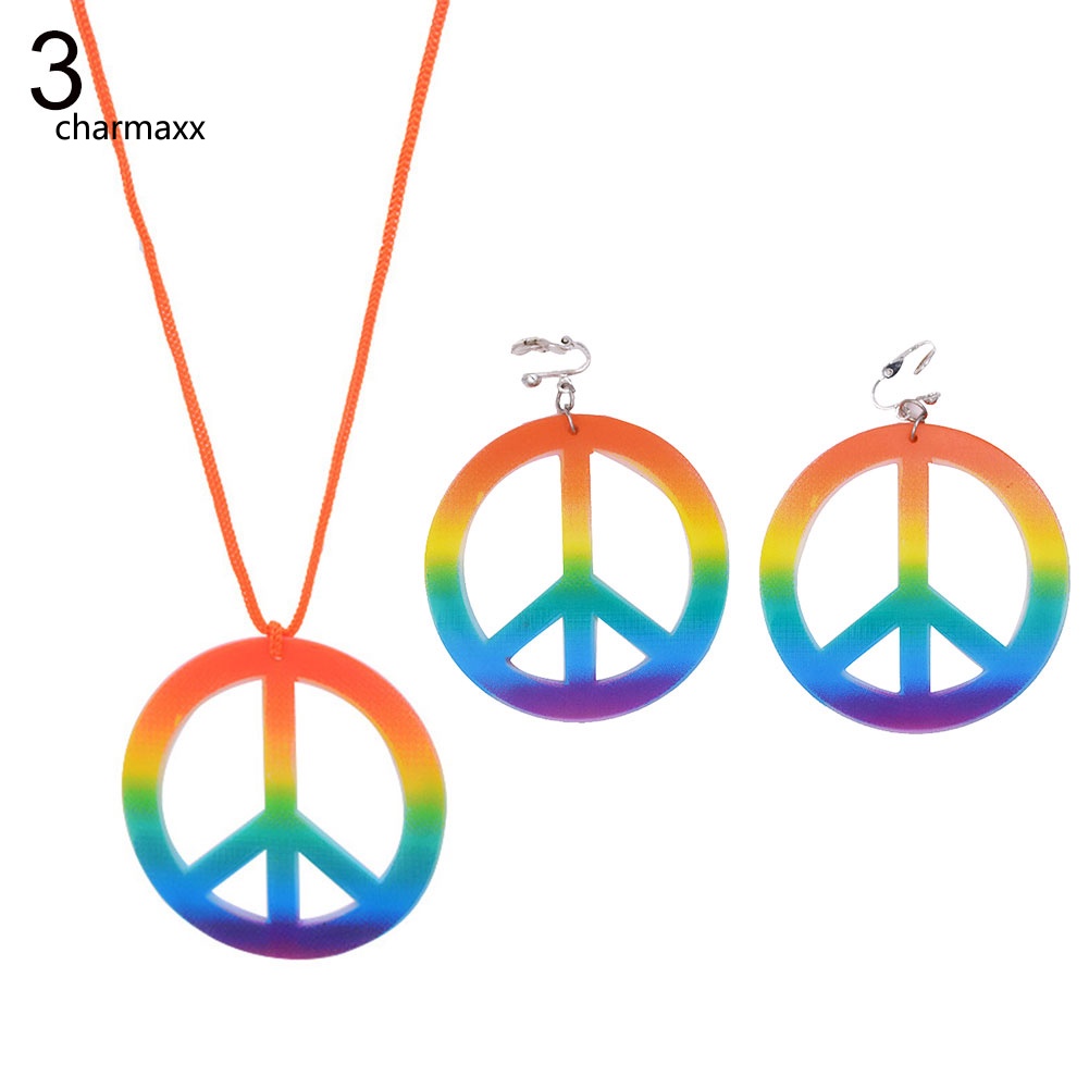 cx-จี้สร้อยคอ-ต่างหู-รูปสัญลักษณ์สันติภาพ-หลากสีสัน-สําหรับตกแต่งปาร์ตี้ฮาโลวีน