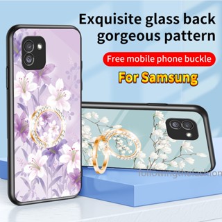 เคสโทรศัพท์มือถือกระจกนิรภัย ขอบซิลิโคน TPU นิ่ม กันกระแทก พร้อมแหวนแม่เหล็ก สําหรับ Samsung Galaxy A03 4G A04 A04e Core