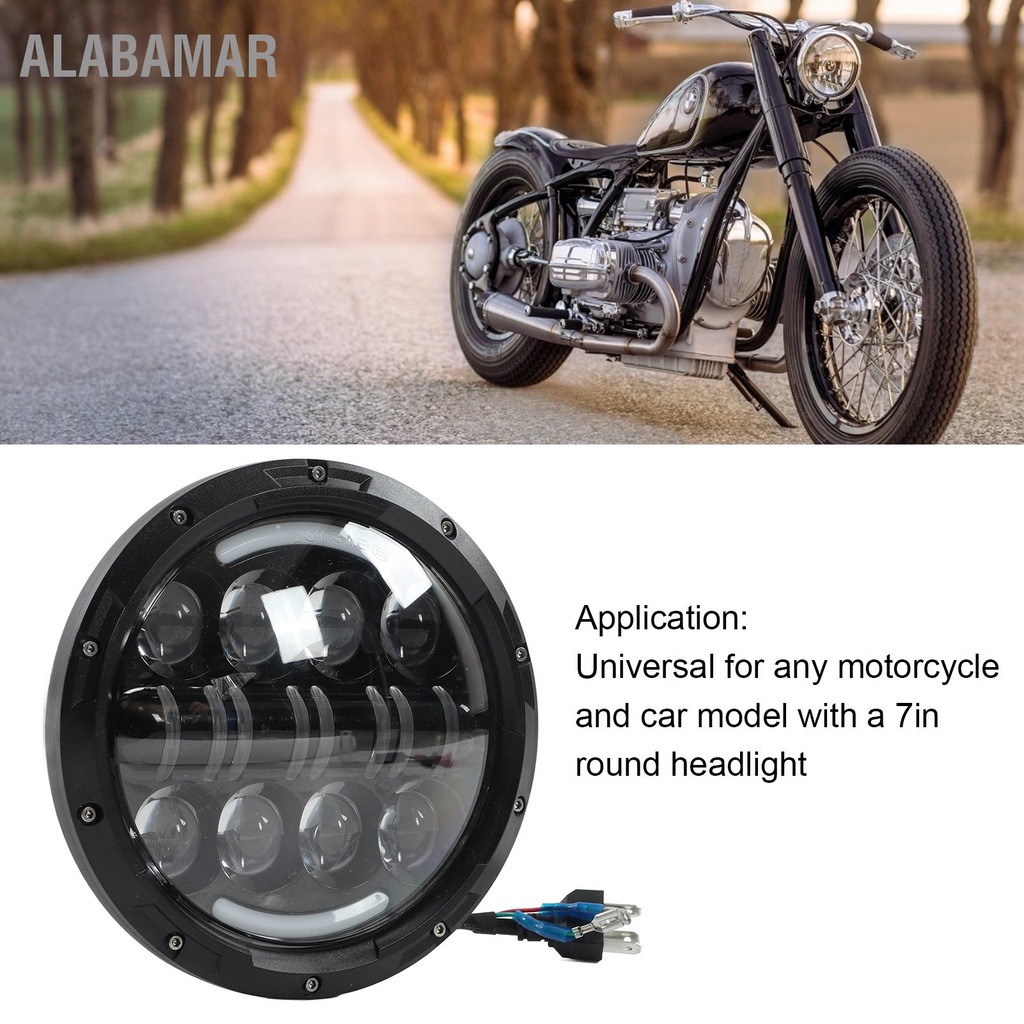 alabamar-7in-รถจักรยานยนต์-led-ไฟหน้า-6000k-แสงสีขาว-3000lm-12v-80w-กันน้ำสากล