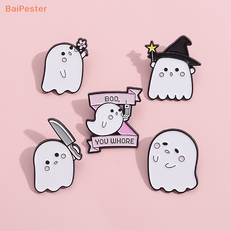 baipester-เข็มกลัด-รูปการ์ตูนผี-ตลก-สีขาว-ของขวัญฮาโลวีน-สําหรับเด็ก-ตกแต่งเทศกาลฮาโลวีน