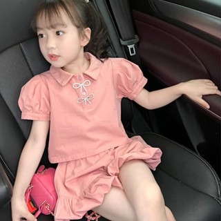 พร้อมส่ง เสื้อโปโล และกางเกงขาสั้น แฟชั่นฤดูร้อน สําหรับเด็กผู้หญิง 2023
