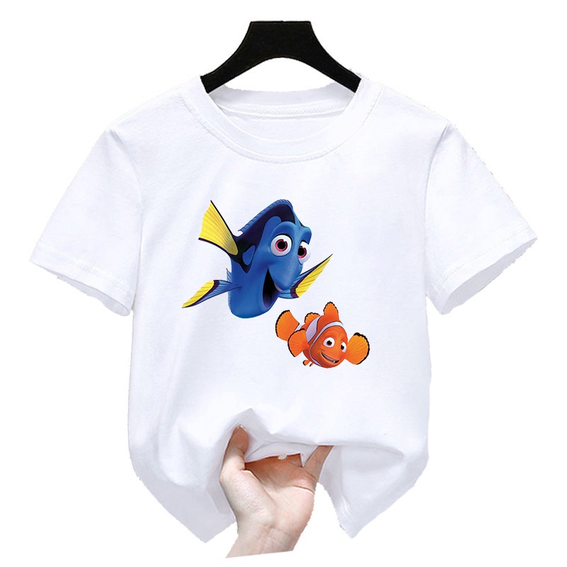 เสื้อยืดลําลอง-ลายการ์ตูนนีโม่-สวมใส่สบาย-สําหรับเด็กผู้ชาย-และเด็กผู้หญิง