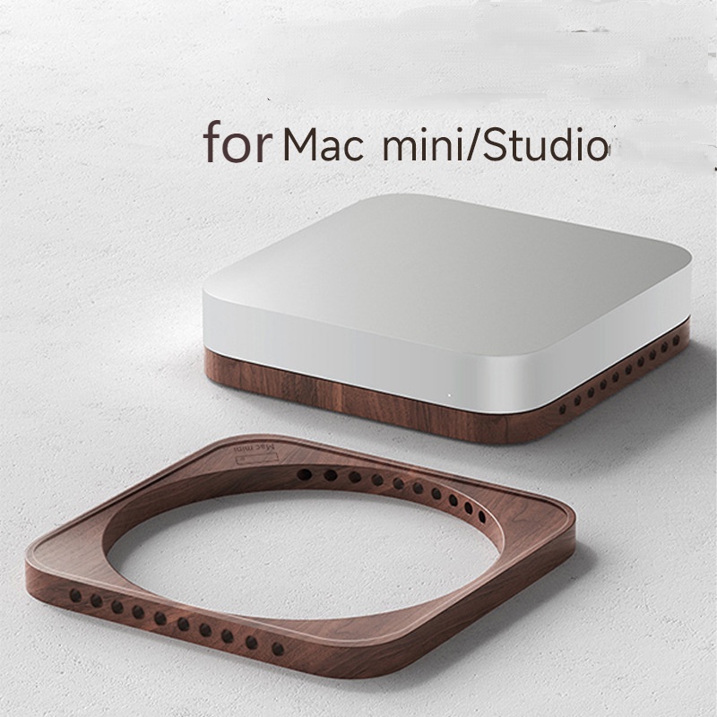 ขาตั้งไม้วอลนัท-ระบายความร้อน-ป้องกันฝุ่น-สําหรับ-mac-mini-desktop-base-mac-studio