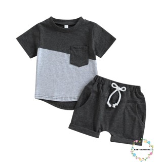 Babyclothes- ชุดเสื้อยืด แขนสั้น กางเกงขาสั้น เอวยางยืด แฟชั่นฤดูร้อน สําหรับเด็กผู้ชาย