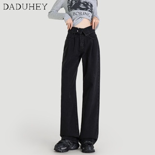 DaDuHey🎈 Korean-Style High Waist Womens New  Retro Loose Slim and Wide Leg Slimming All-Matching Straight Mop Plus Size Casual Jeans