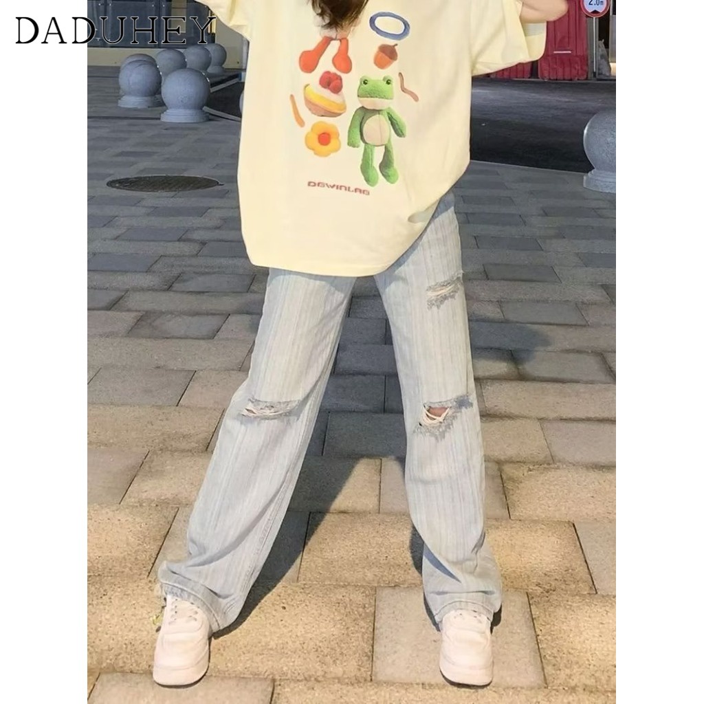 daduhey-korean-style-new-ripped-high-waist-jeans-trousers-american-style-high-street-wide-leg-slim-casual-all-matching-jeans