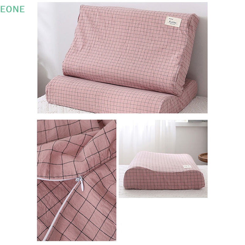 eone-ปลอกหมอนยางพารา-ผ้าฝ้ายนิ่ม-ลายสก๊อต-สีพื้น-ขนาด-30x50-ซม-สําหรับหมอนเมมโมรี่โฟม