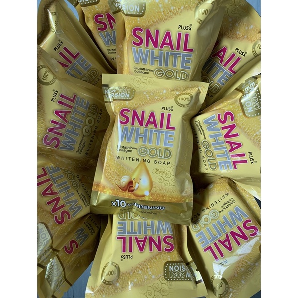 สบู่สเนลไวท์กลูต้า-คอลลาเจนโกลด์snail-white-glutathione-collagen-gold-whitening-soap-by-perfect-skin-lady-80กรัม