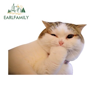 Earlfamily สติกเกอร์ ลายแมว กันน้ํา 13 ซม. x 9.0 ซม. สําหรับติดตกแต่งรถยนต์