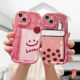 เคสโทรศัพท์มือถือ แบบนิ่ม ลายชานมไข่มุก 3D ขอบโค้ง สีชมพู สําหรับ Realme C15 C55 C21 C11 2021 C21Y C30 C30S C31 C33 C35 C25 C20 C3 C12 C2 C25S 10 5S 5 5i 9i C17 7i C1 C25Y C2 C3i 6i C20A  Narzo 20 10 10A 20A 30A 50A 50i Prime