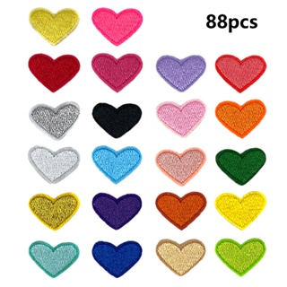 88pcs Clothing DIY Pants Jeans Assorted Colors Heart Shaped Jackets Embroidered Hats Anti Fade Backpacks Iron On Patches