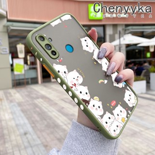 สําหรับ Realme C3 เคสการ์ตูนแมวน่ารัก ฝ้า บาง ดีไซน์ใหม่ กันกระแทก เคสโทรศัพท์แข็ง แฟชั่น ขอบซิลิโคน เคสป้องกัน