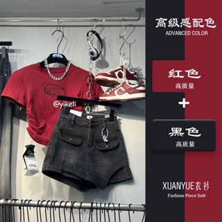 In summer, dopamine wears a whole set of womens 2023 new Korean high-end T-shirts to feel the fashion of a two-piece skirt.