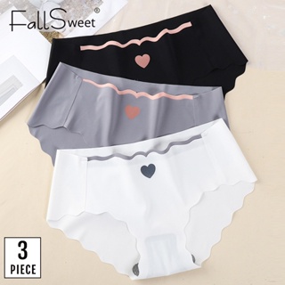 Fallsweet กางเกงชั้นใน ผ้าเรยอน ไร้รอยต่อ น่ารัก ใส่สบาย สําหรับผู้หญิง 3 ชิ้น