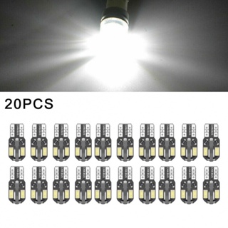 หลอดไฟ LED T10 5730 8SMD LED 12V สีขาว สําหรับติดภายในรถยนต์ 20 ชิ้น