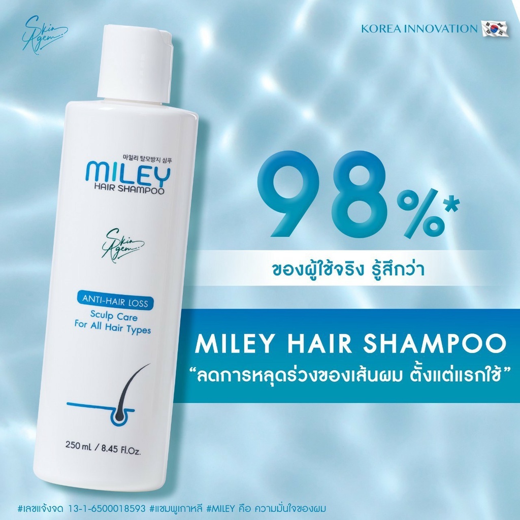 ซื้อ-1แถม-2-miley-hair-shampoo-สารสกัดนำเข้าจากเกาหลี-ลดการหลุดร่วงของผม-ไม่ขาดหลุดร่วง-ขจัดรังแค-แชมพูเกาหลี