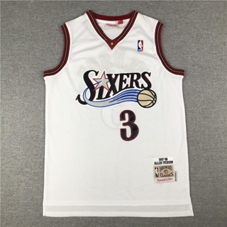 เสื้อกีฬาบาสเก็ตบอล NBA Jersey Philadelphia เบอร์ 76 เสื้อกั๊ก ผ้าตาข่าย สีขาว สไตล์สปอร์ต 3 Iverson 403455
