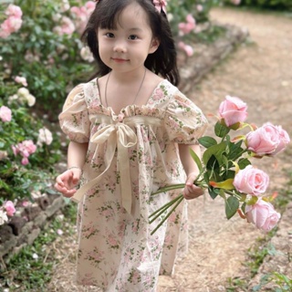 พร้อมส่ง ขายดี ชุดเดรสเจ้าหญิง แขนพัฟ คอสี่เหลี่ยม ลายดอกไม้ สไตล์เกาหลี ญี่ปุ่น แฟชั่นฤดูร้อน สําหรับเด็กผู้หญิง 2023